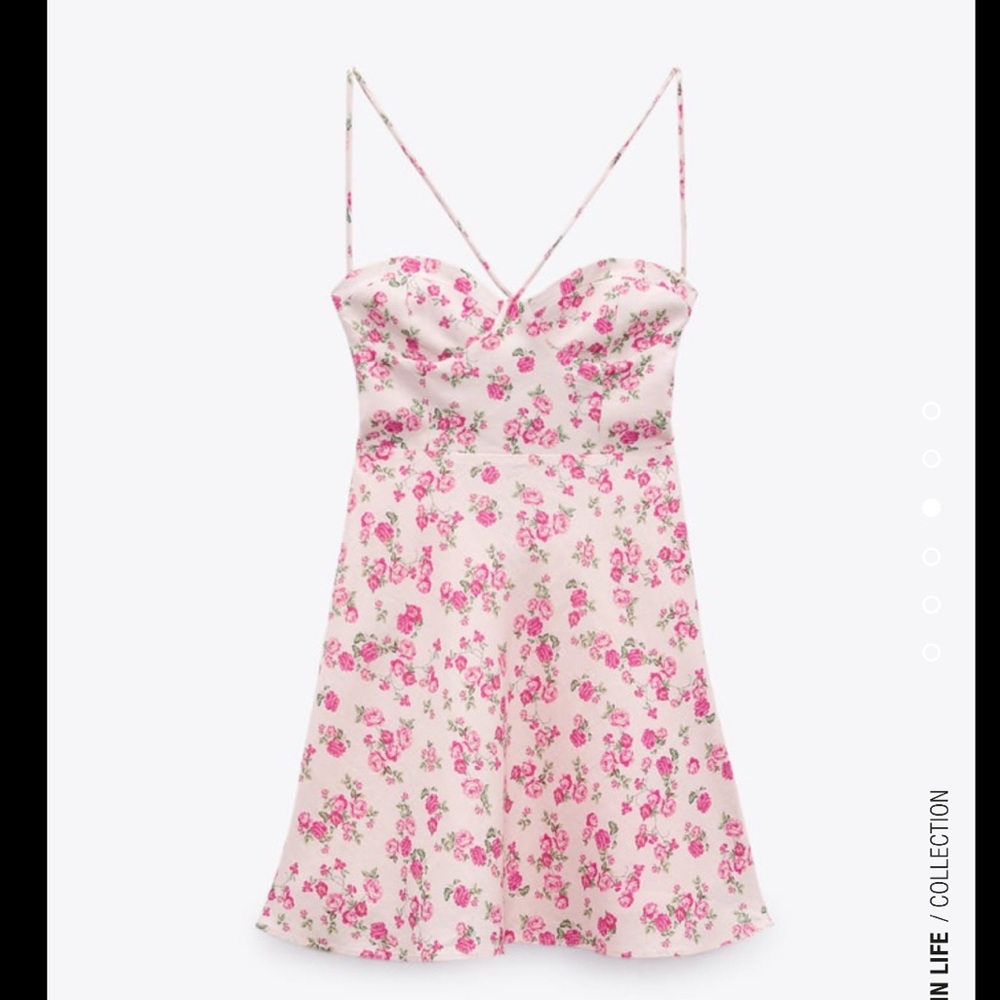Zara FLORAL LINEN BLEND DRESS